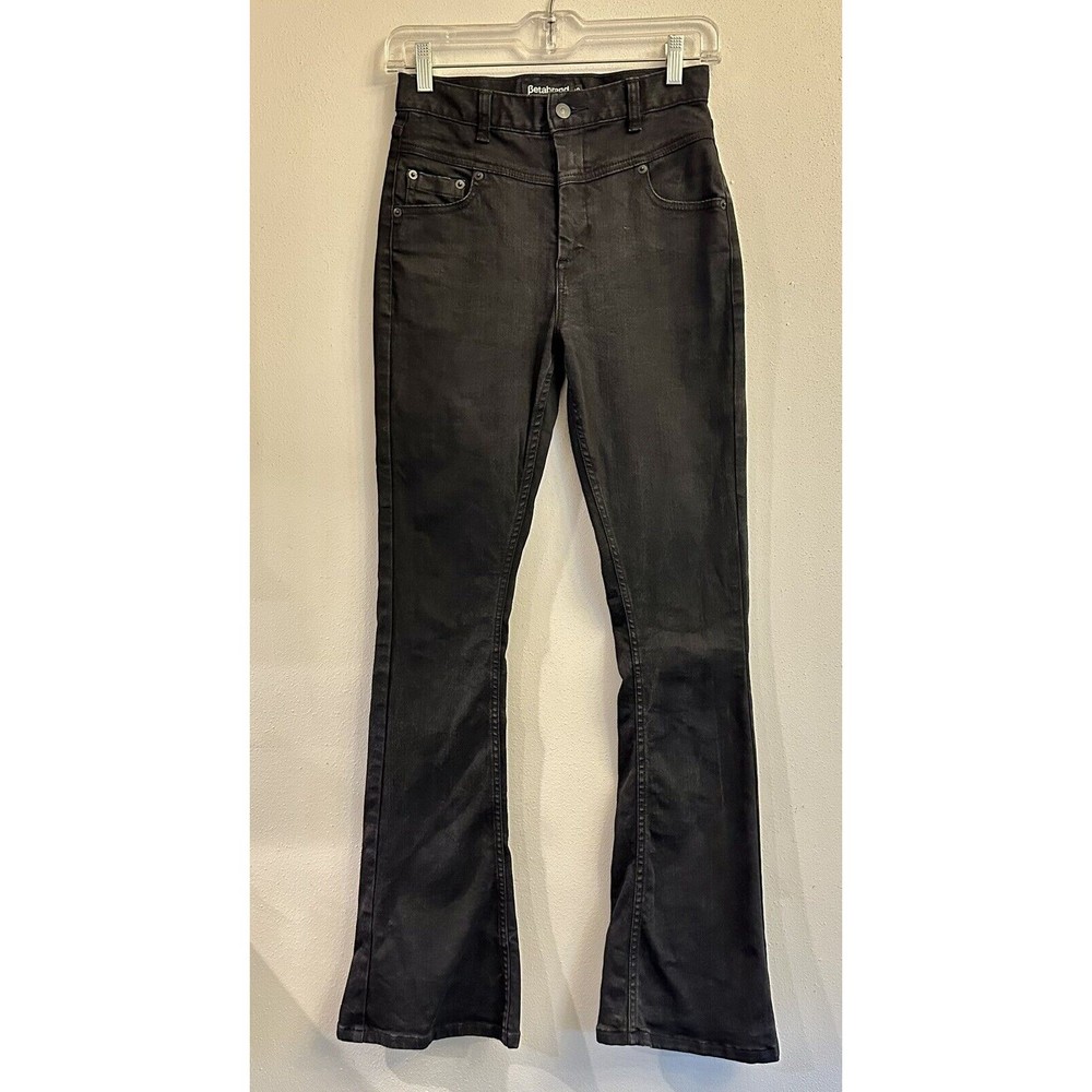 Betabrand Women's Size 25 Boot-Cut 5-Pocket Yoga Black Denim Pants